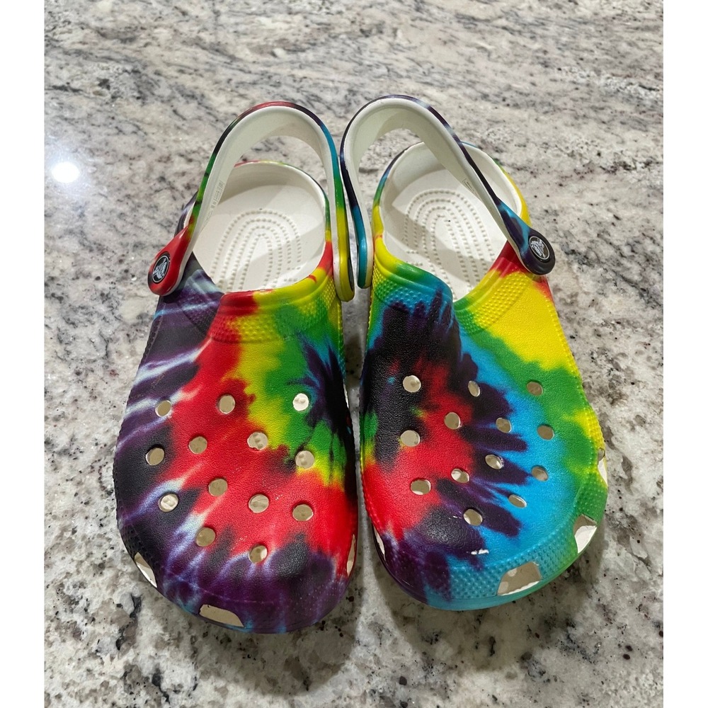 Crocs Classic Tie Dye Clogs Multi Color Rainbow Mens 5 Womens 7 205452-90H